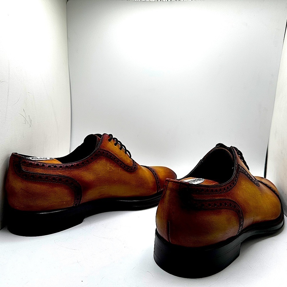 STUNNING Zampiere Burnished Calf-Skin Leather Cap-Toe Oxfords 🤩🤩🤩 MINT COND. - Picture 8 of 16